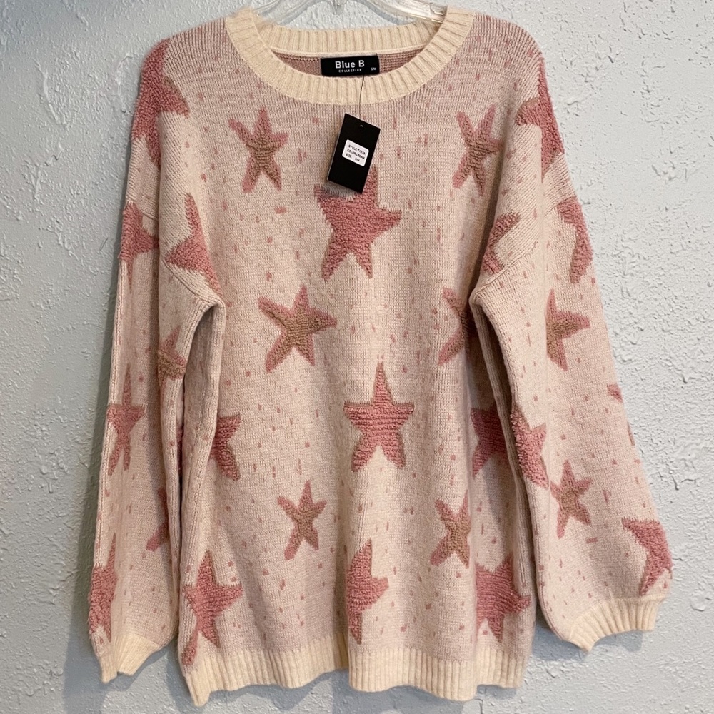 Blue B Star sweater tunic length NWT